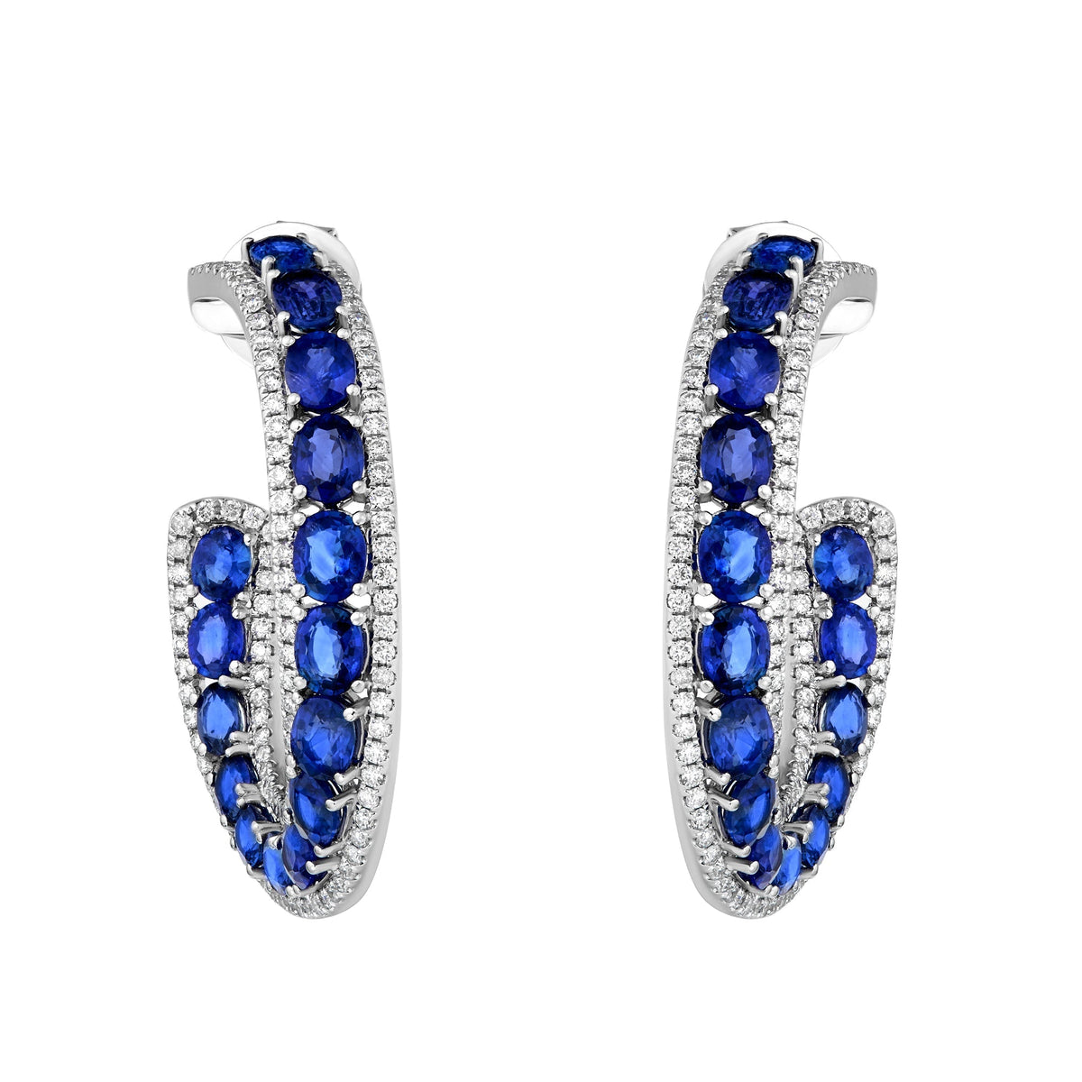 Azure Blue Sapphire Hoop Earrings - Jewelry - RUCHI New York