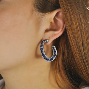 Azure Blue Sapphire Hoop Earrings - Jewelry - RUCHI New York