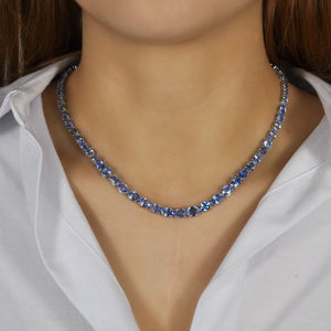 Azure Blue Sapphire Tennis Necklace - High Jewelry - RUCHI New York