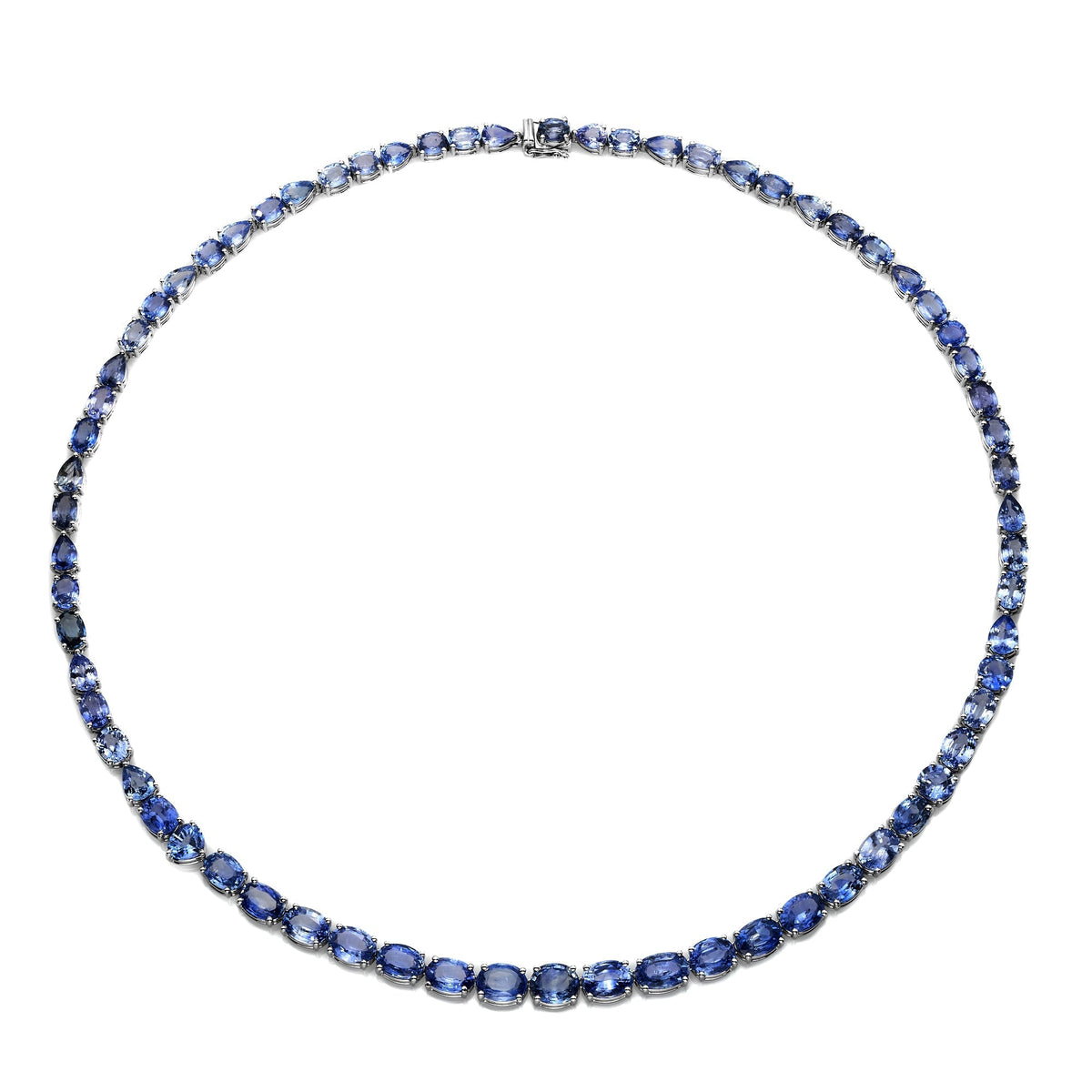 Azure Blue Sapphire Tennis Necklace - High Jewelry - RUCHI New York