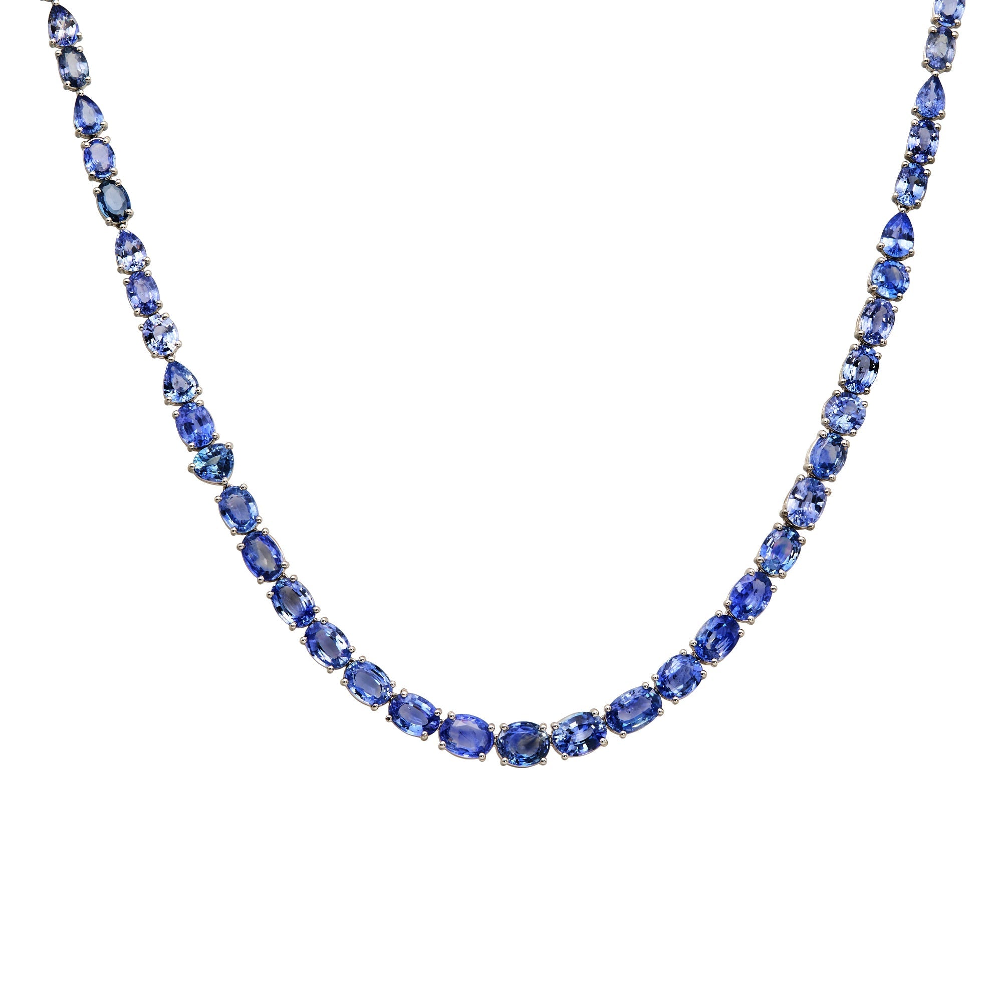 Azure Blue Sapphire Tennis Necklace - High Jewelry - RUCHI New York