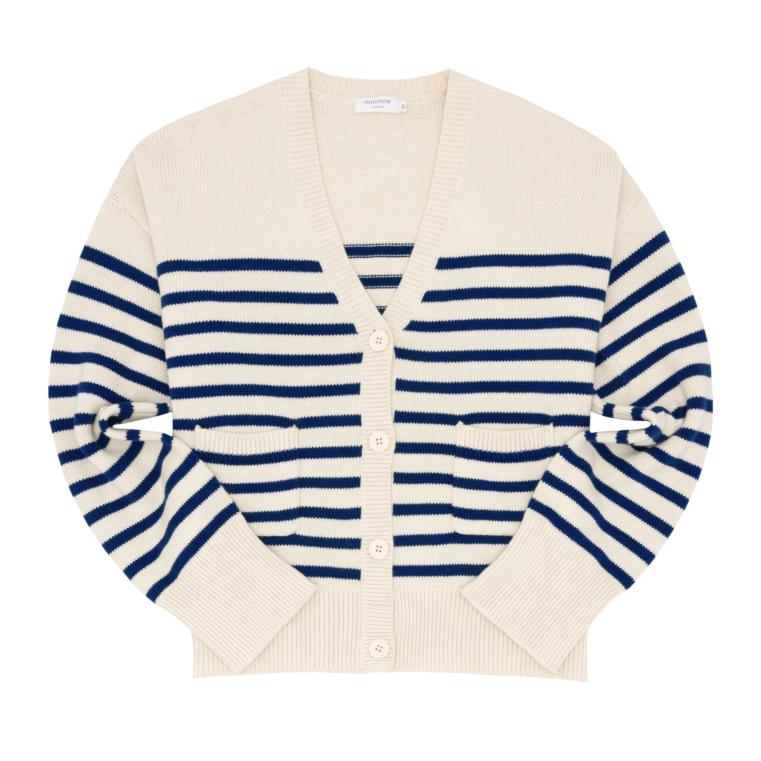 Women’s Breton Stripe V-Neck Knit Cardigan