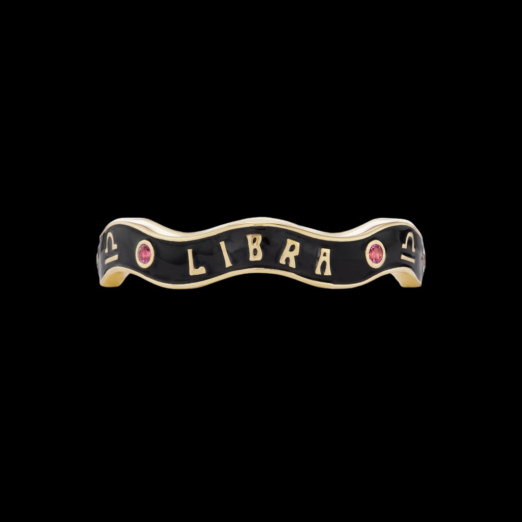 Libra Zodiac Enamel Wave Band III