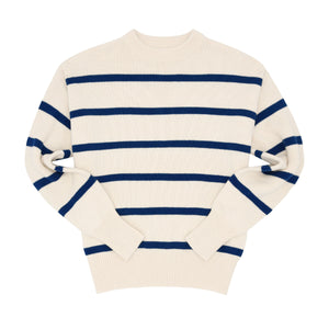 Women’s Cream And Navy Wide Stripe Knit Sweater