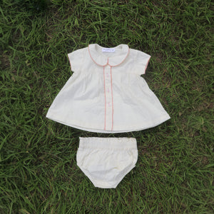 Baby Girls Cream Collared Bloomer Set