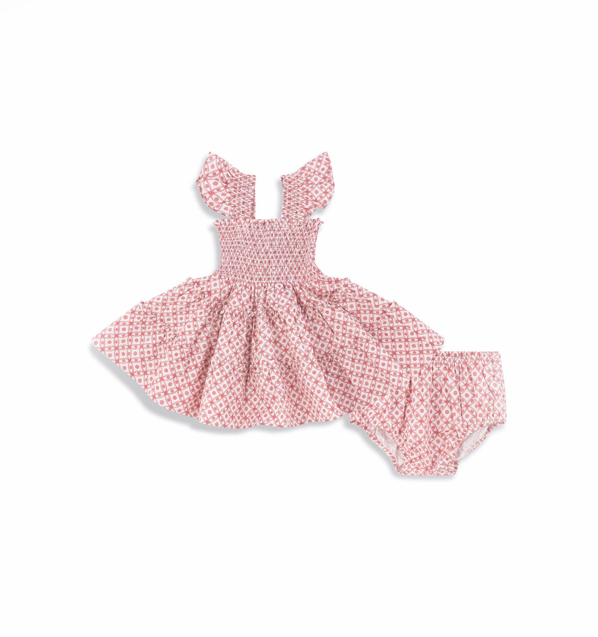 The Baby Ellie Nap Dress in Rose Circular Lattice