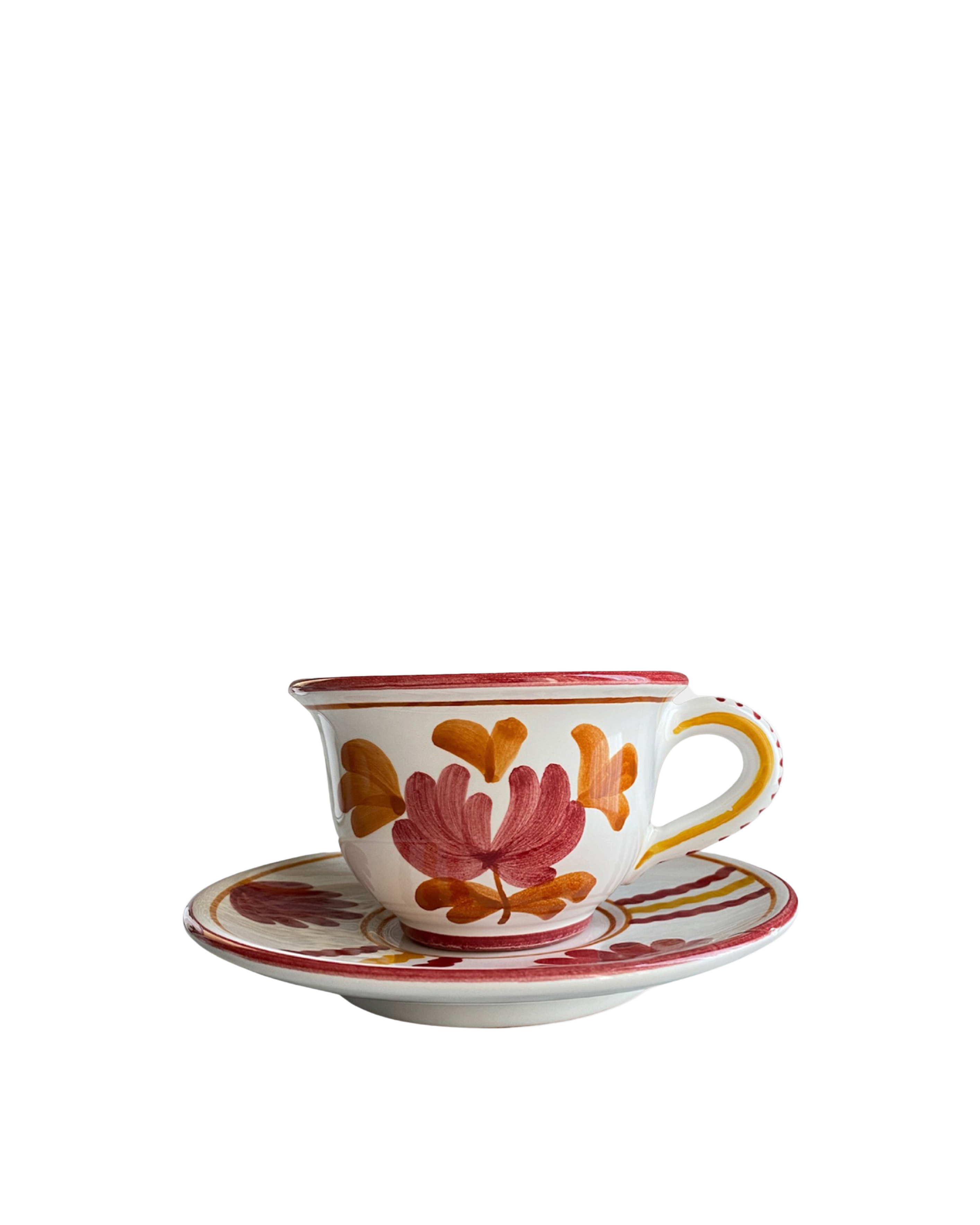 Blossom Teacup and Saucer in Burgundy