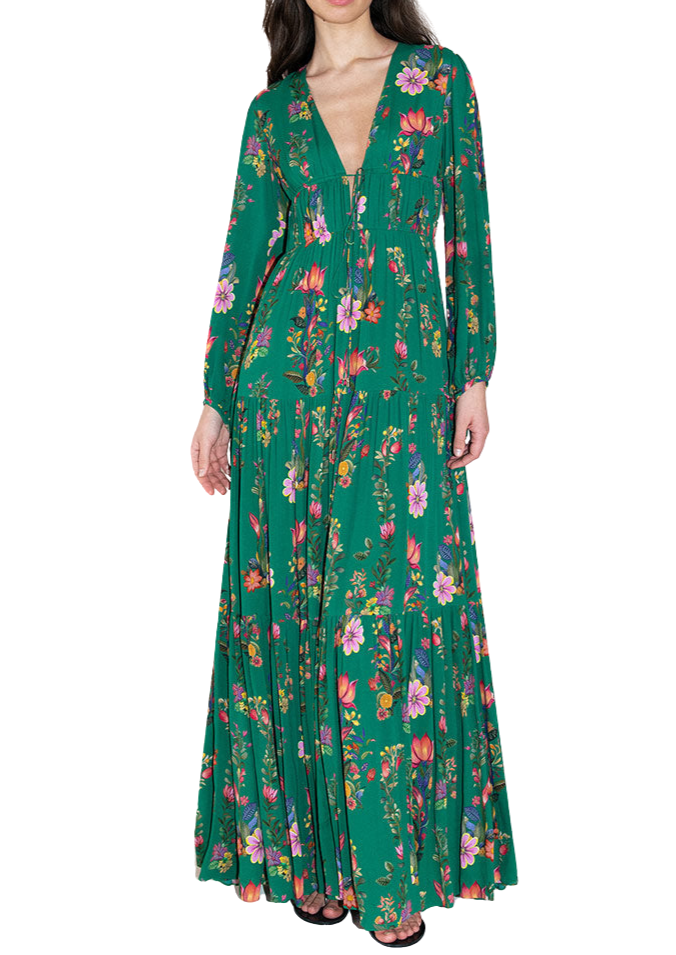 Freya Crepe Maxi Dress in Sierra Green