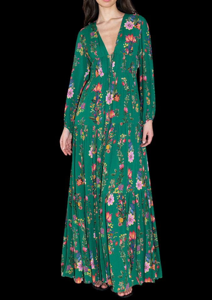 Freya Crepe Maxi Dress in Sierra Green