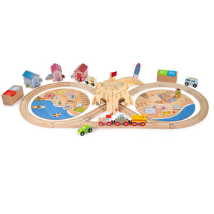 Coastal Clean Up Train Set | Wooden Train Set | Bigjigs Toys

