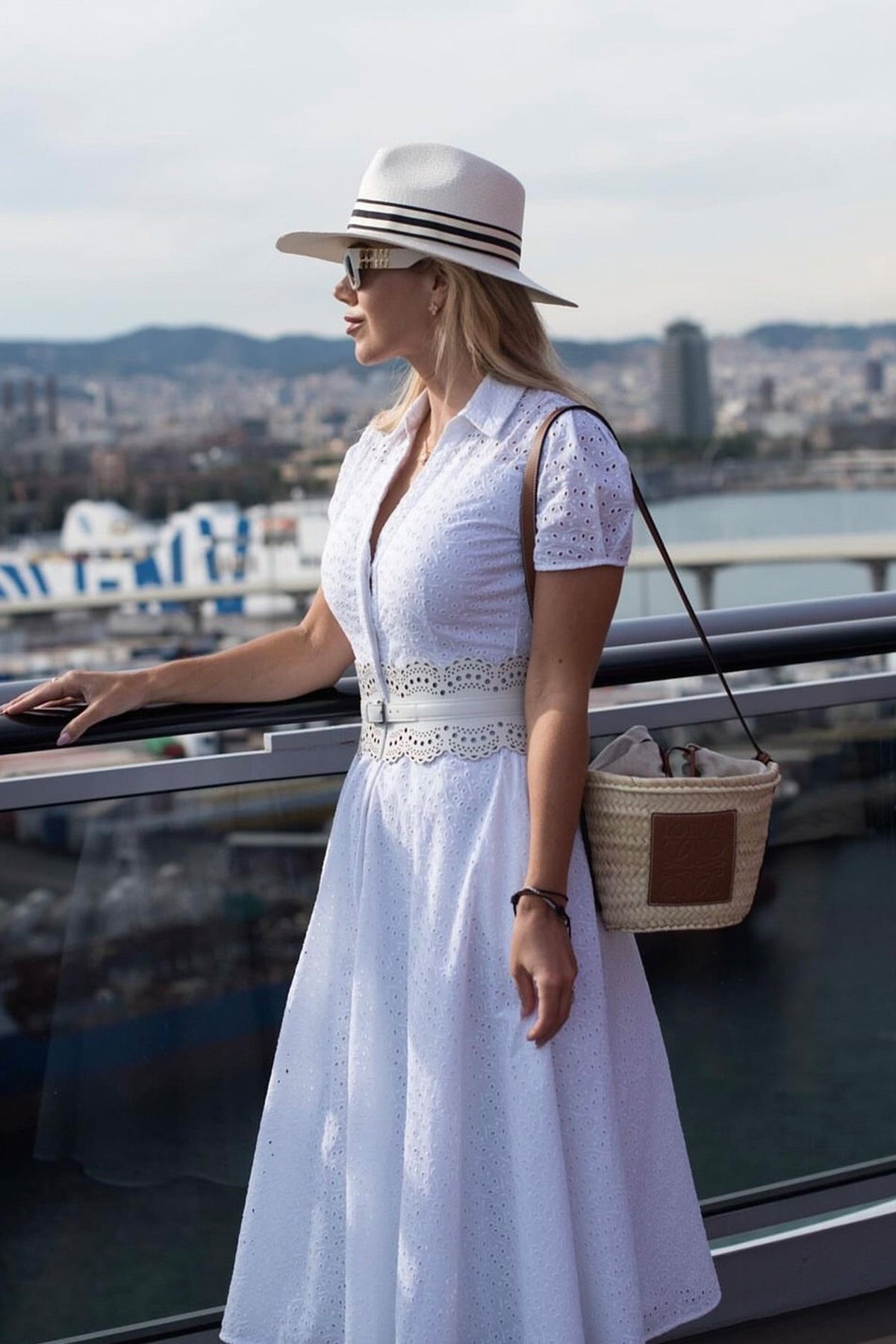 White Broderie Anglaise Shirt Dress