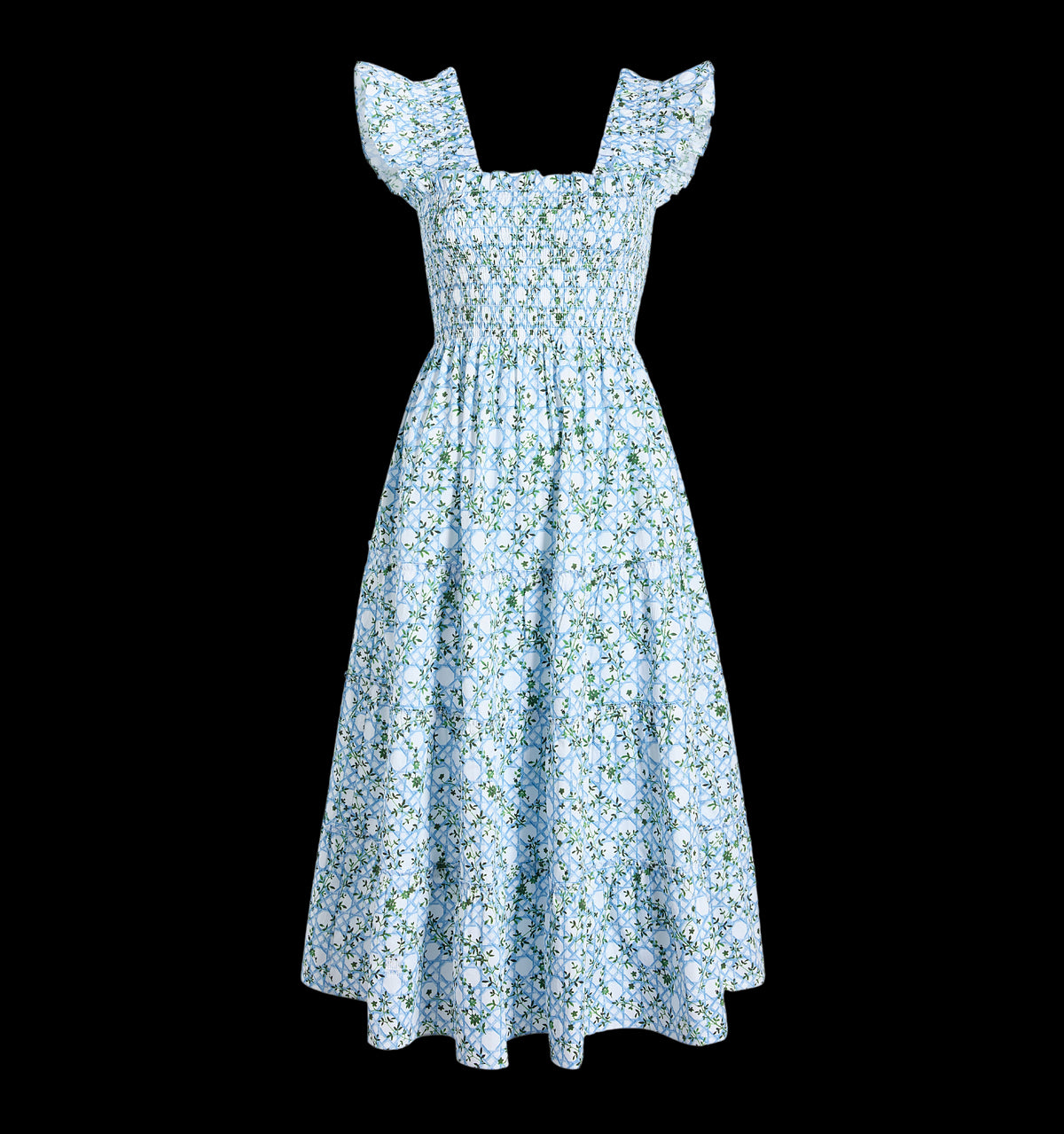 The Ellie Nap Dress in Blue Basketweave Vine