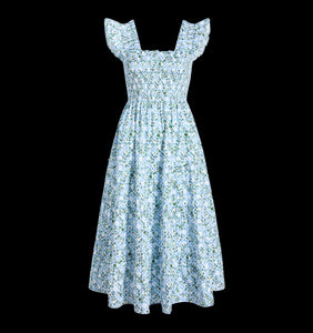 The Ellie Nap Dress in Blue Basketweave Vine