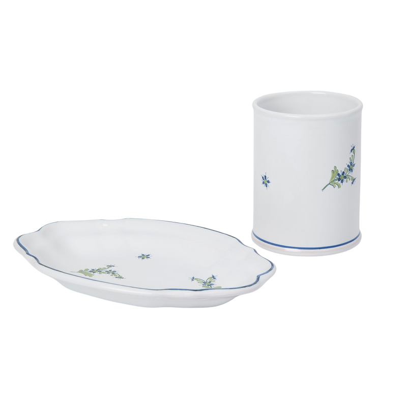 OTM Exclusive: Les Bleuets Tumbler & Vintage Petite Plate, Set of 2