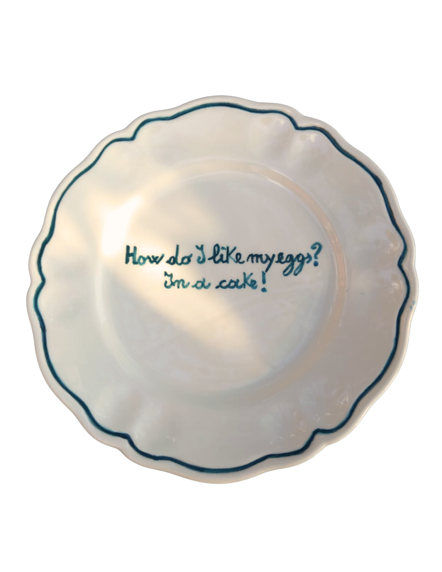 How Do I Like My Eggs? In a Cake Scalloped Plate, Set of 6