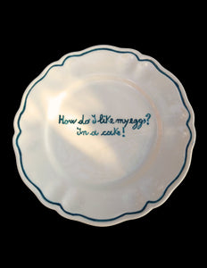 How Do I Like My Eggs? In a Cake Scalloped Plate, Set of 6