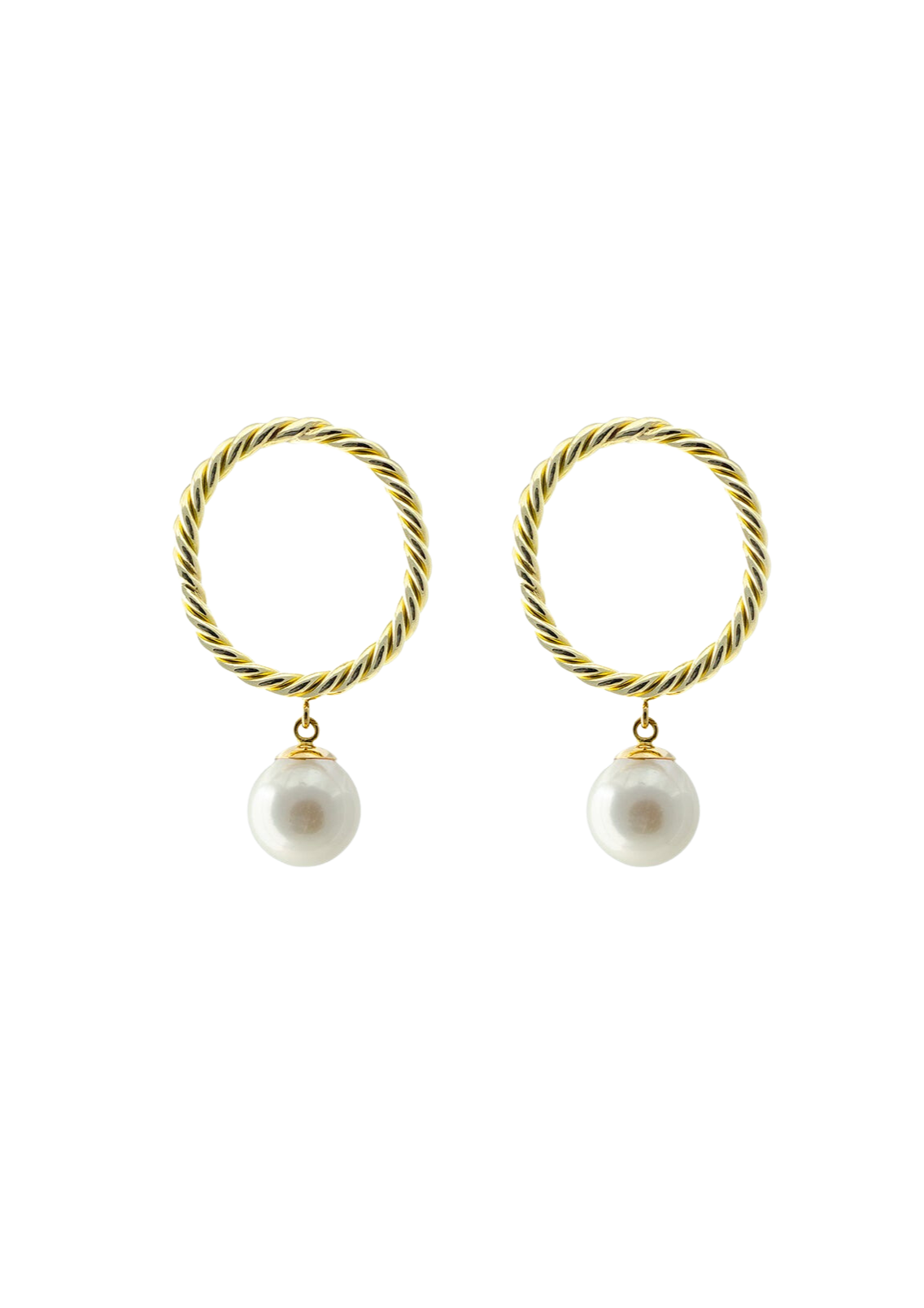 Akoya Pearl Twisted Gold Earrings