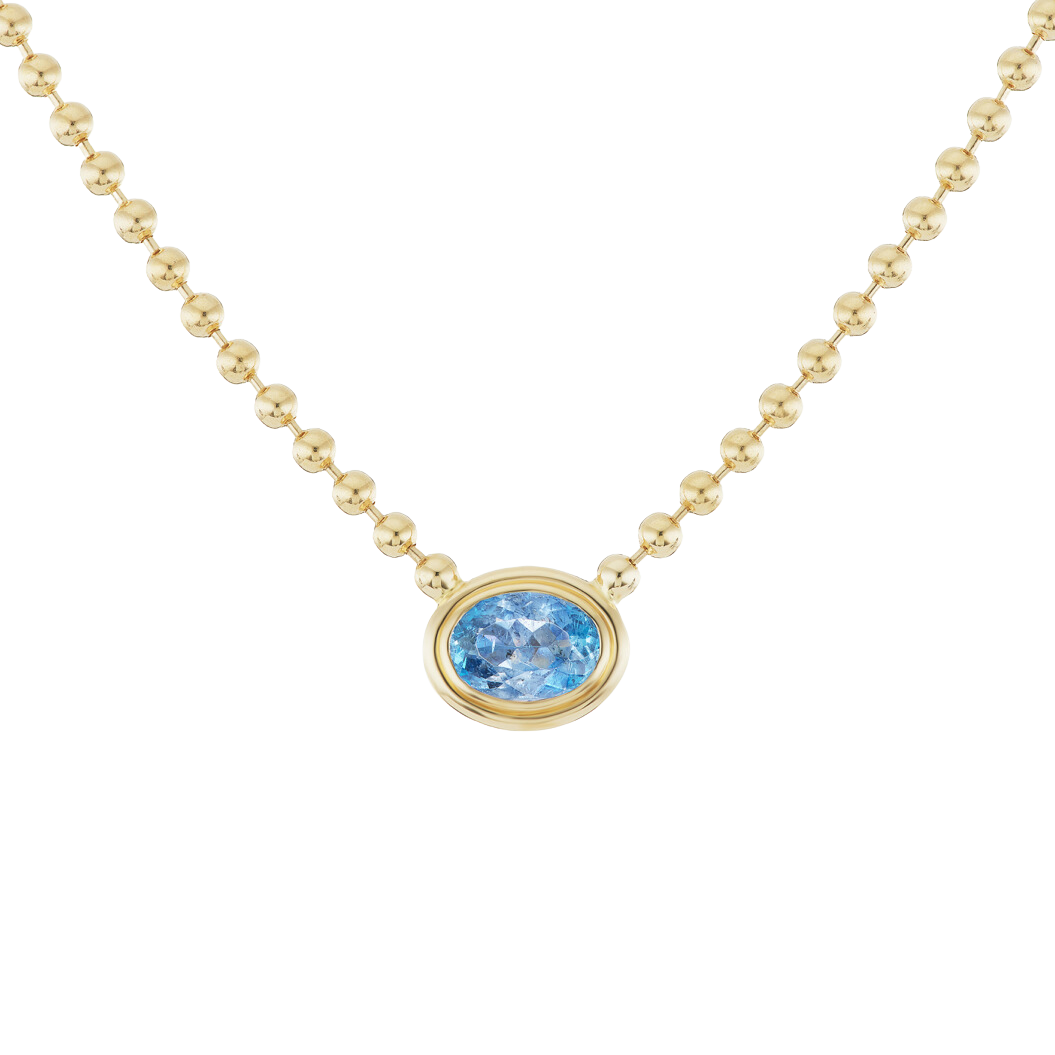 Aquamarine Double Bubble Bezel Necklace