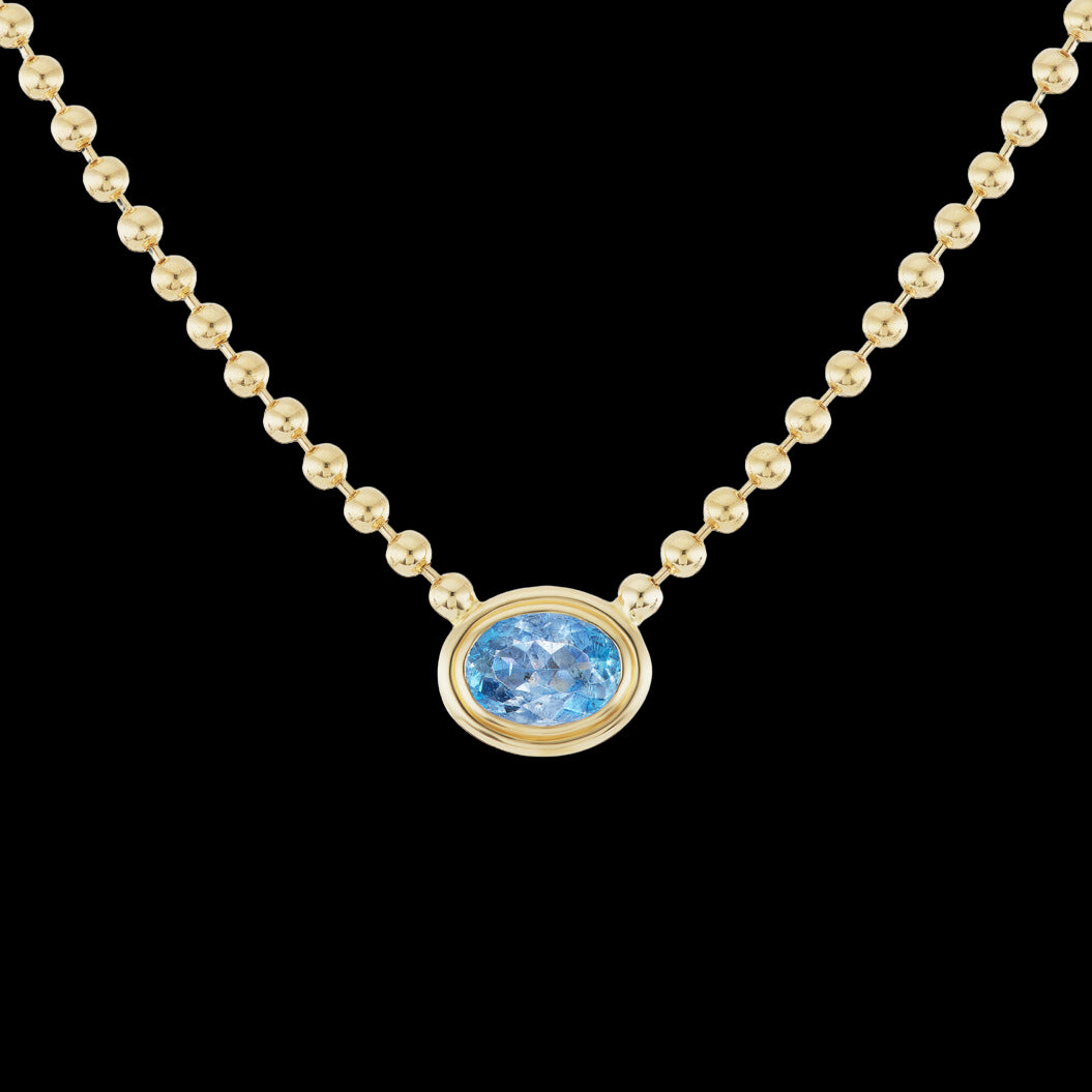 Aquamarine Double Bubble Bezel Necklace