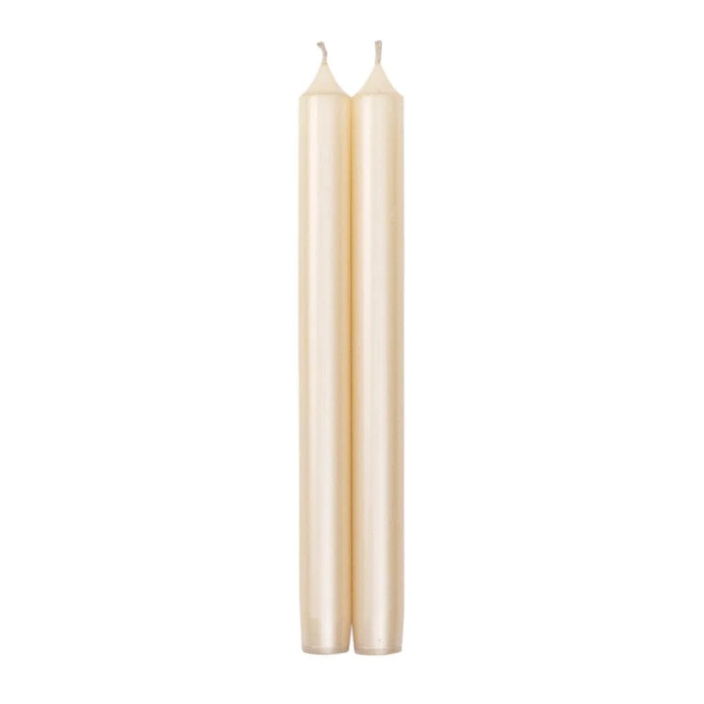 Caspari Straight Taper 10" Candles in Ivory Pearlescent, Set of 12