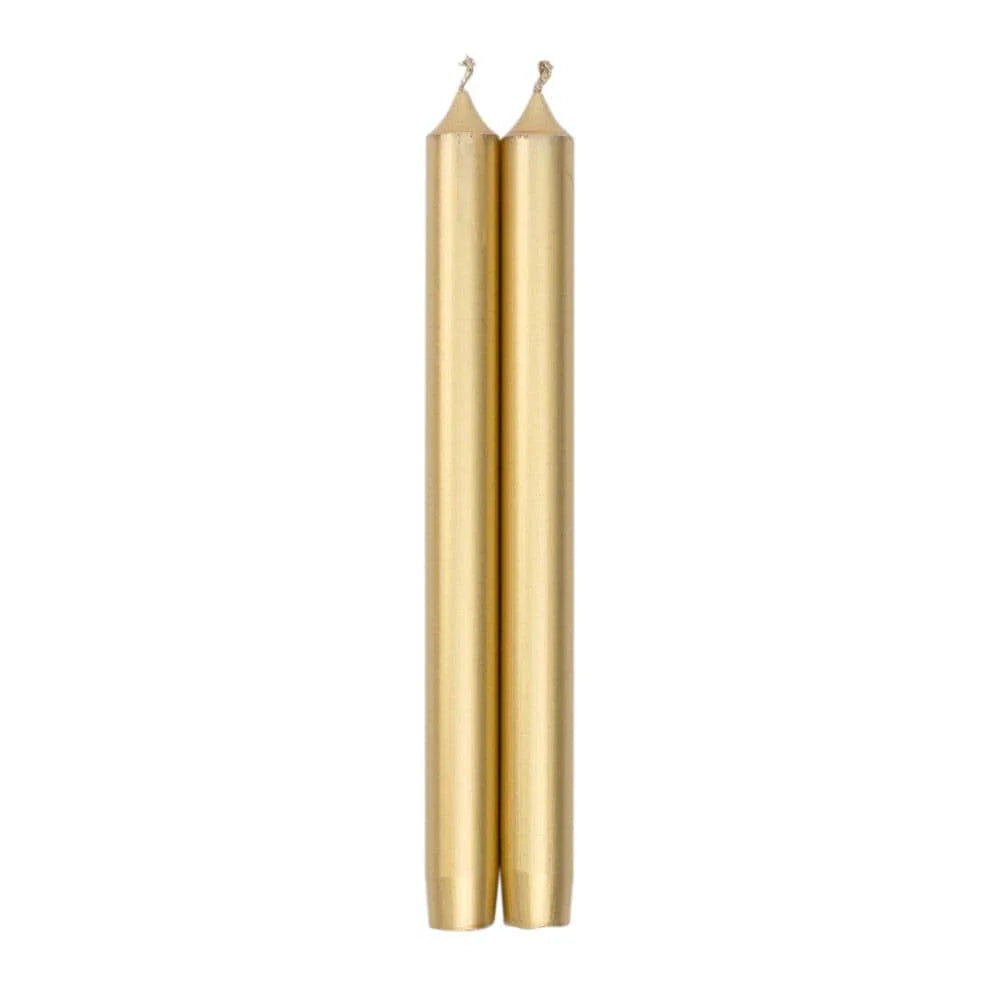 Caspari Straight Taper 10" Candles in Gold, Set of 12