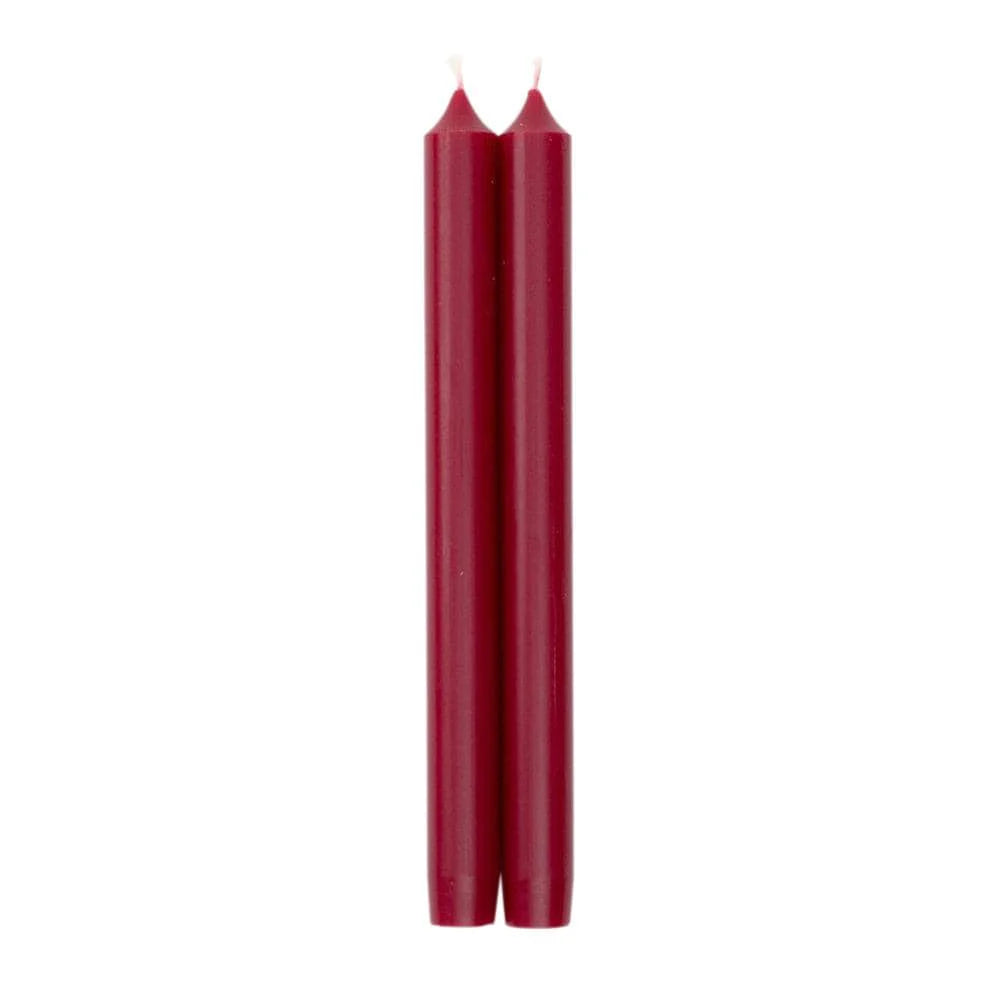 Caspari Straight Taper 10" Candles in Cranberry, Set of 12