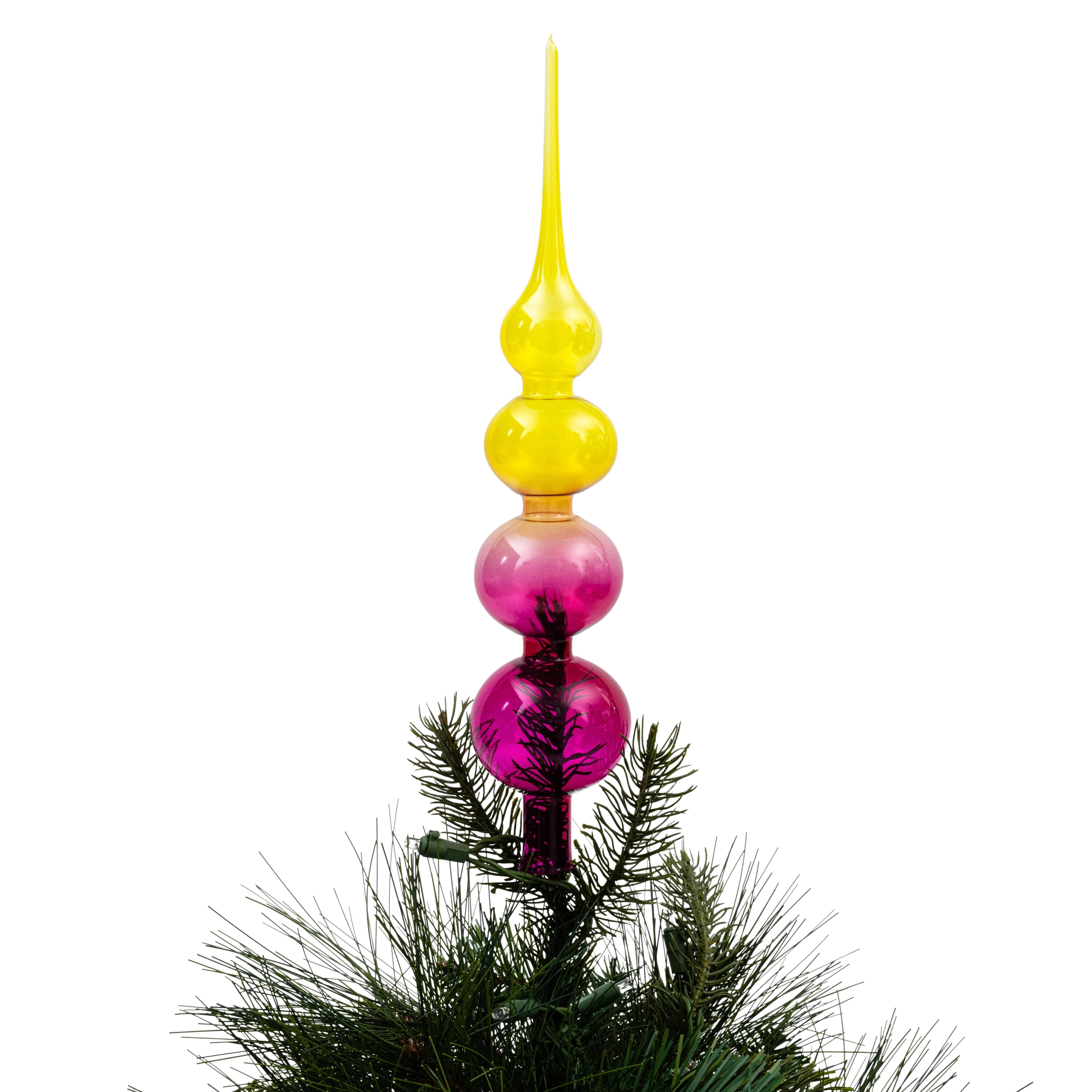 Glass Bubble Ombre Tree Topper in Pink and Citrine