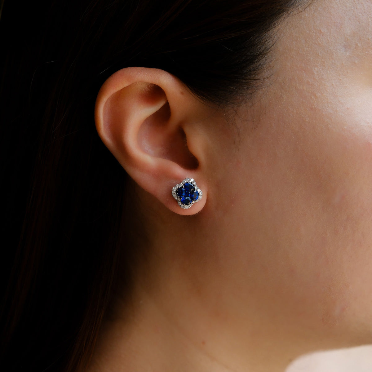 Clover Sapphire Studs - Jewelry - RUCHI New York