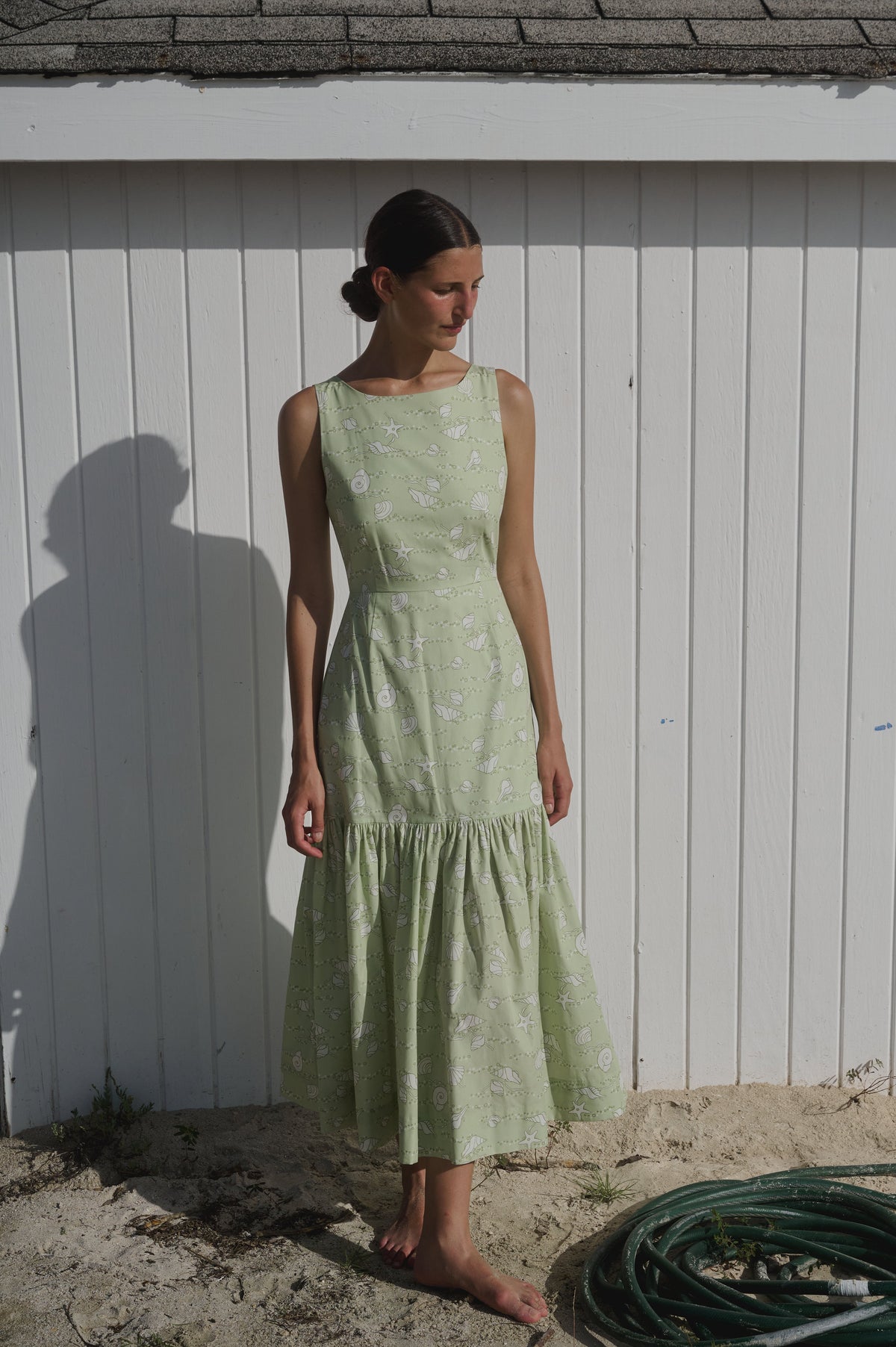 Low-Back Dress in Lime Shell