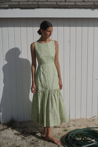 Low-Back Dress in Lime Shell