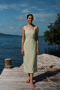 Long Slip Dress in Lime Shell