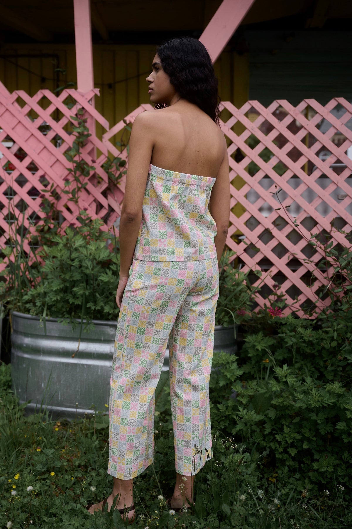 Strapless Top in Tofu Checkerboard