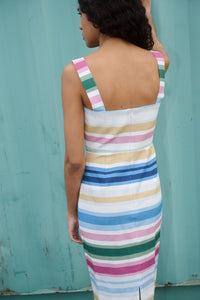 Long Slip Dress in Sofa Stripe