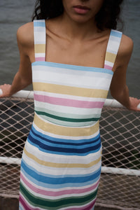 Long Slip Dress in Sofa Stripe