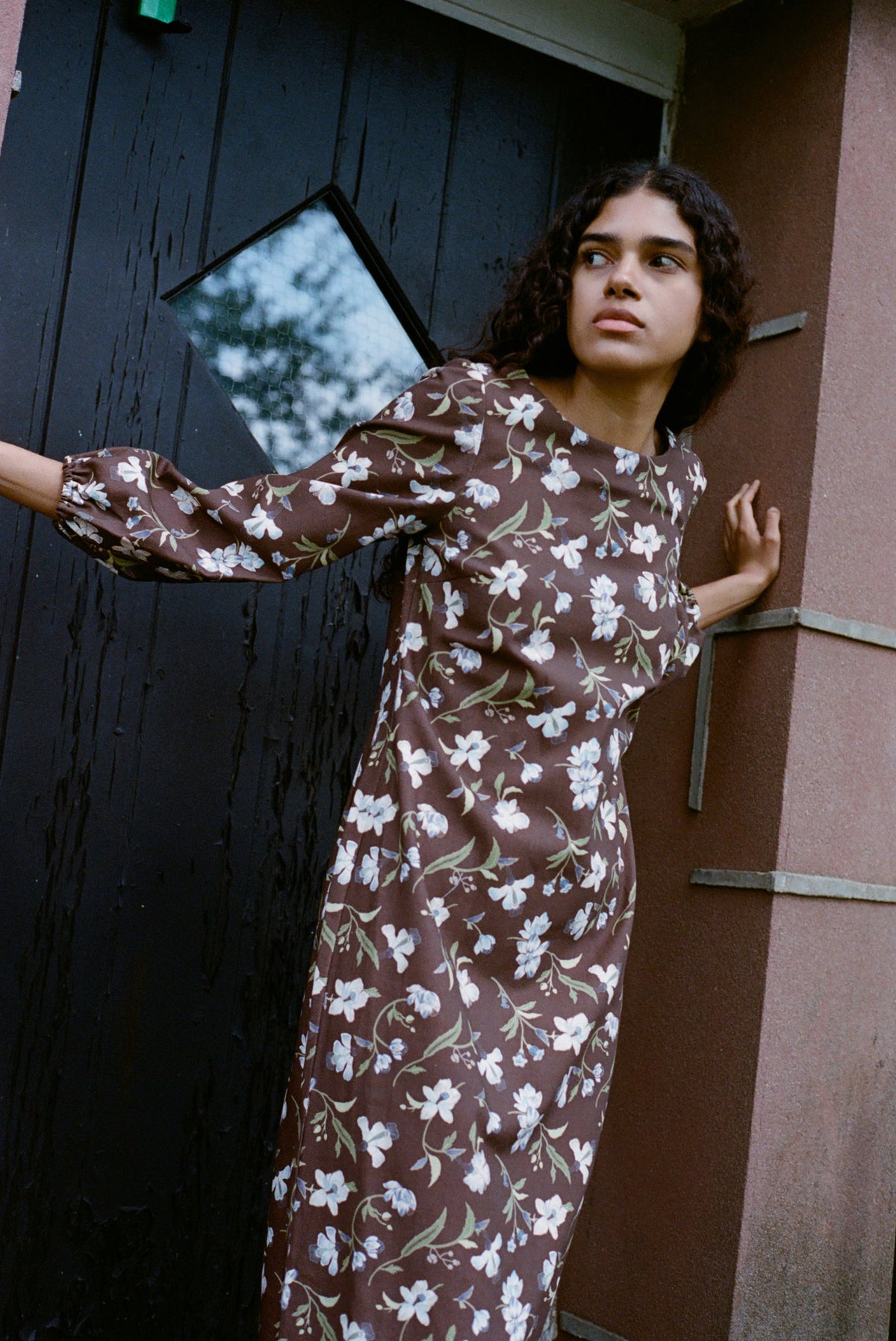 Rosalie Caftan in Brown Hibiscus