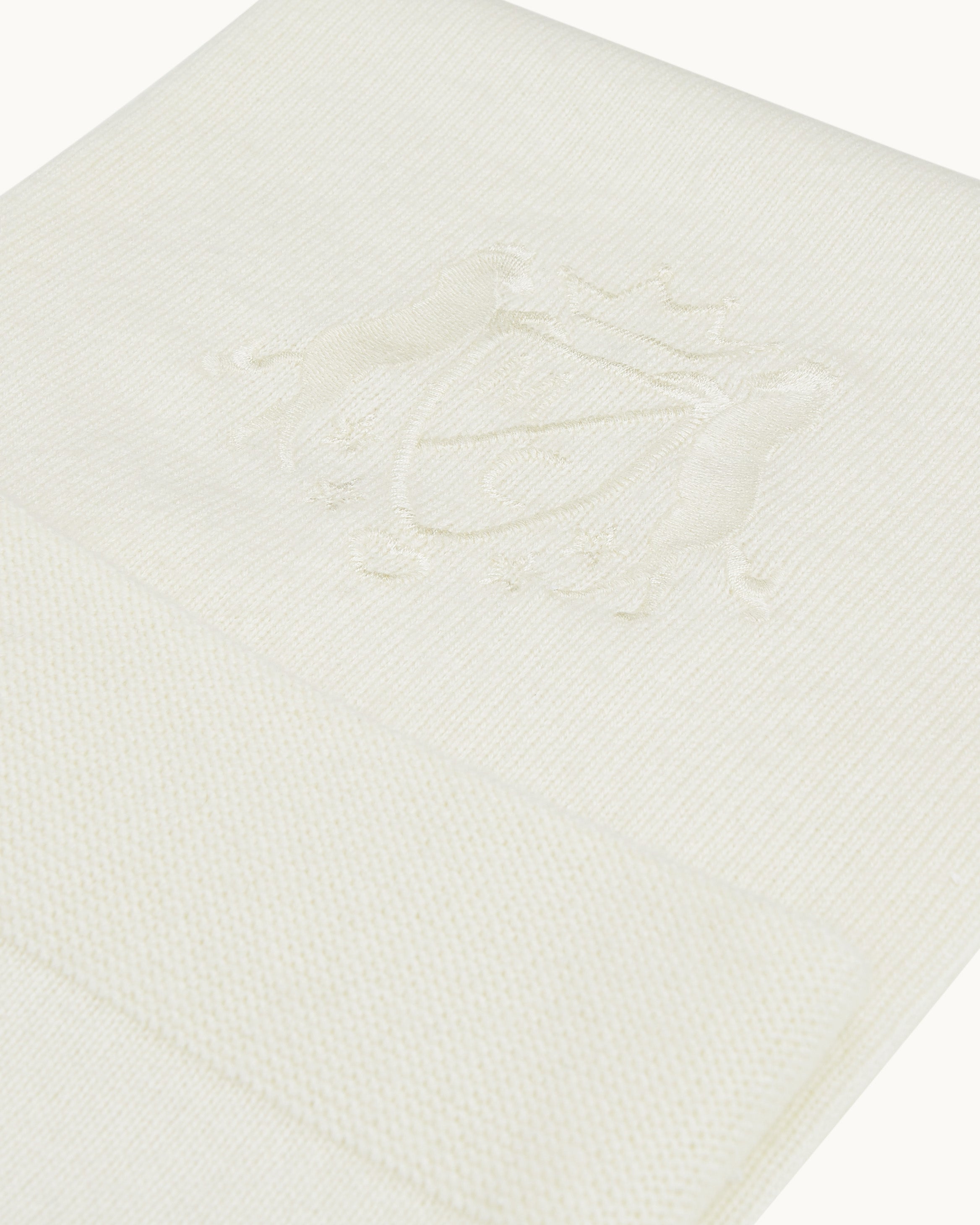 Crest Cashmere Blanket in Ivory