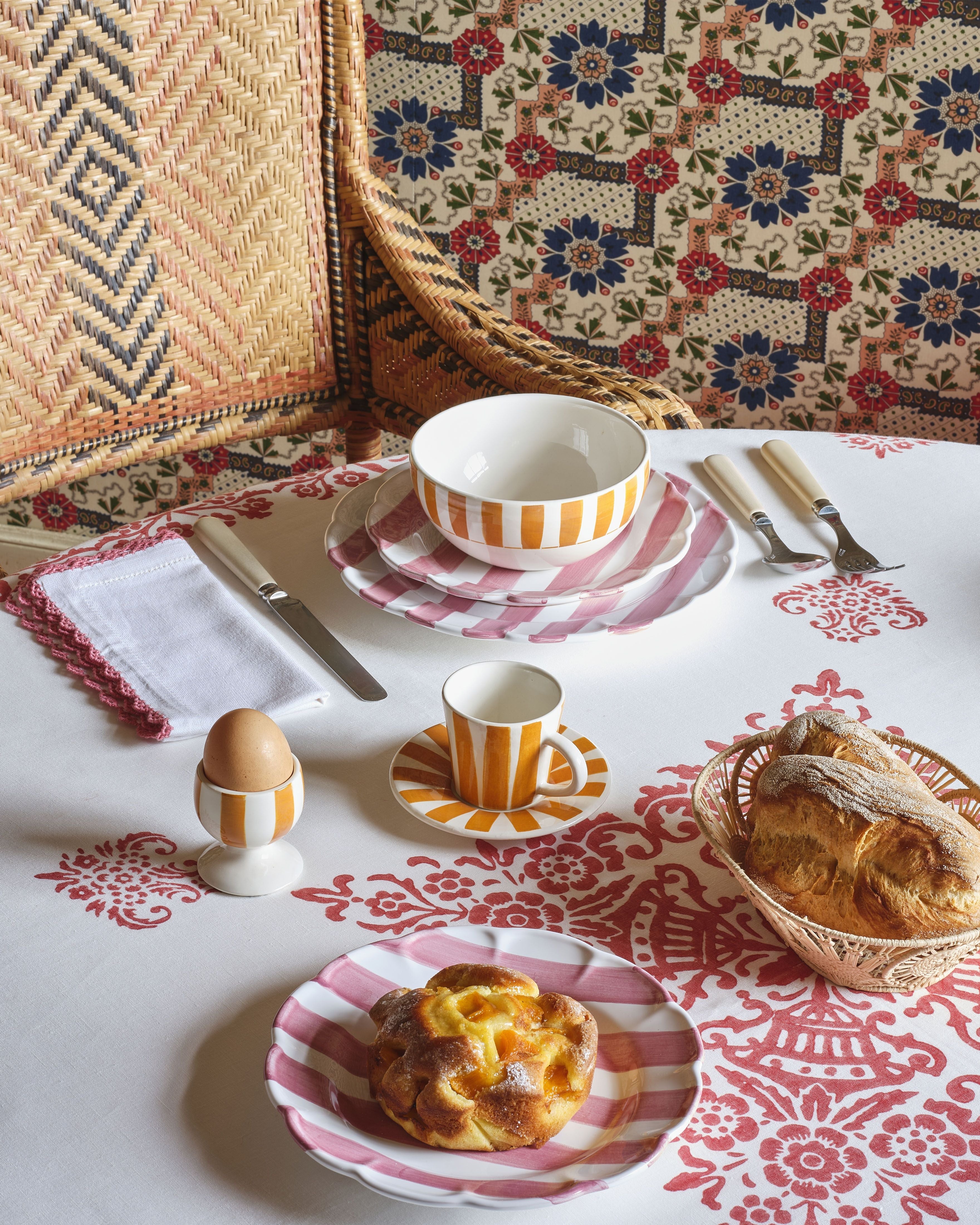 Righe Dessert Plate, Pink