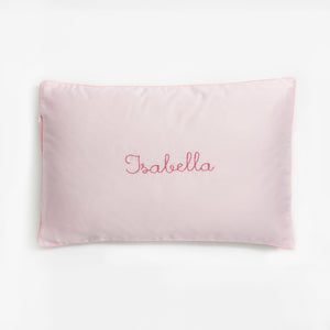 monogram "Isabella" on "Touch The Sky " Toddler Pillow in color pink