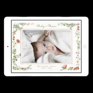 Digital Wild Blooms Birth Announcement with Photo