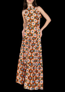 Tatiana Crepe Maxi Dress in Flower Pop Orange