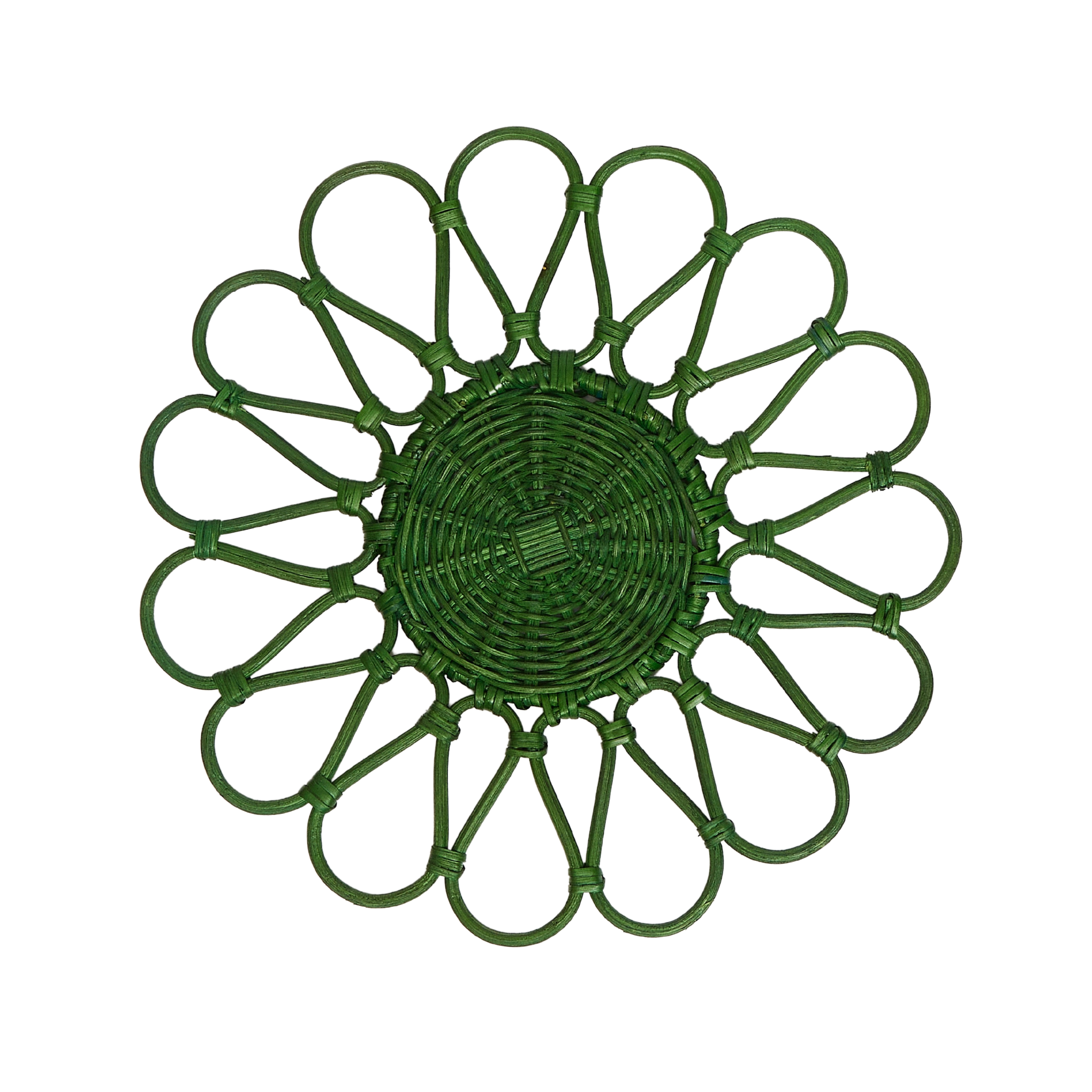 Gaia Green Rattan Flower Placemat, Set of 4