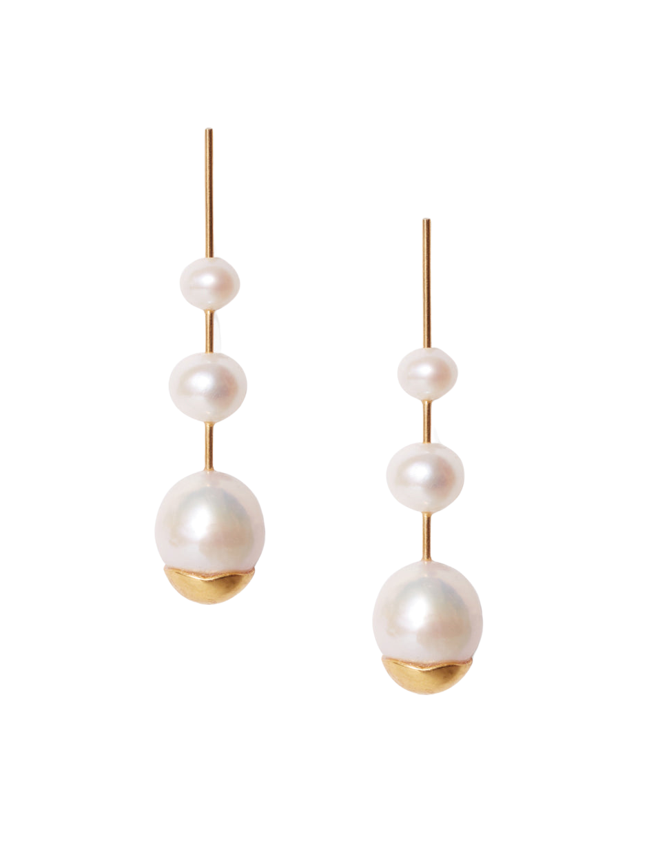 Gold Dipped Pearl Cascade Earrings