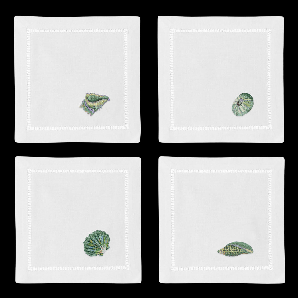 Shells Teal Cocktail Napkins, Mixed Set of 4