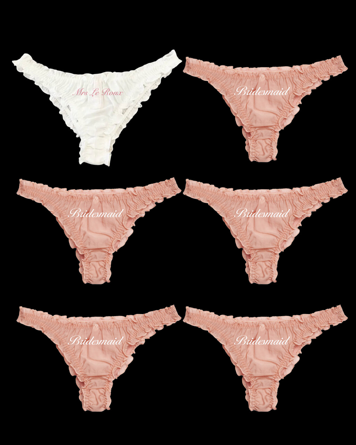 Embroidered Thong Bundle, Set of 6