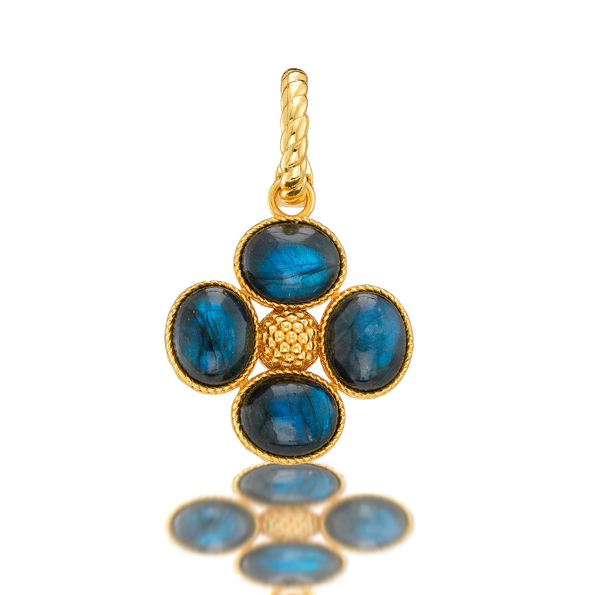 Berry Clover Double Sided Pendant in Blue Labradorite