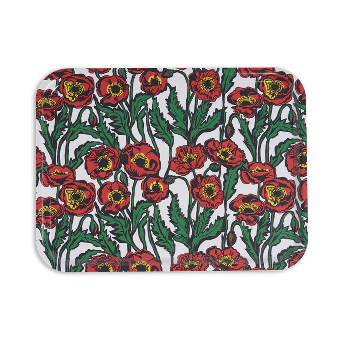 Rectangular Printed Tray in Big Blooms Bianco Multicolor