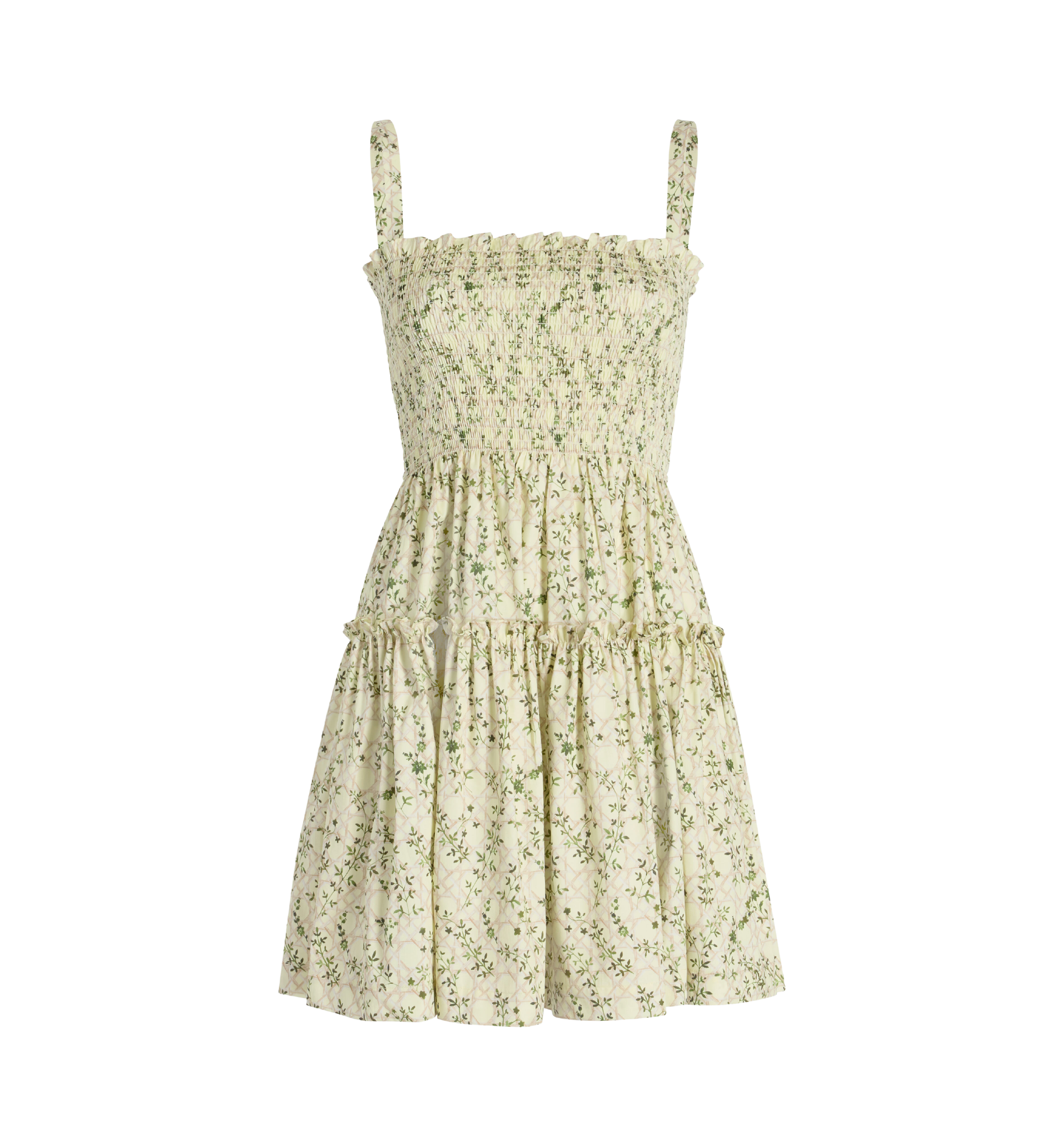 The Seraphina Mini Nap Dress in Yellow Basketweave Vine