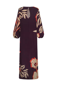 Lisboa Crepe Chine Maxi Dress in Purple Gladiolos