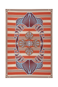 De La Falaise Cotton Silk Sarong in Orange Ornament Stripes