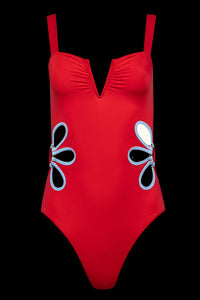 The Flora One-Piece in Poppy & Blue